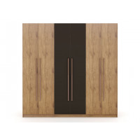 Manhattan Comfort 107GMC7 Gramercy Modern Freestanding Wardrobe Armoire Closet in Nature and Textured Grey